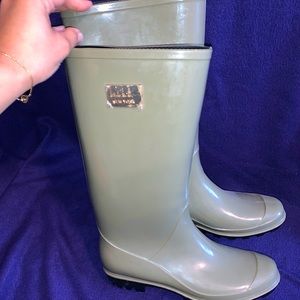 Olive green rain boots